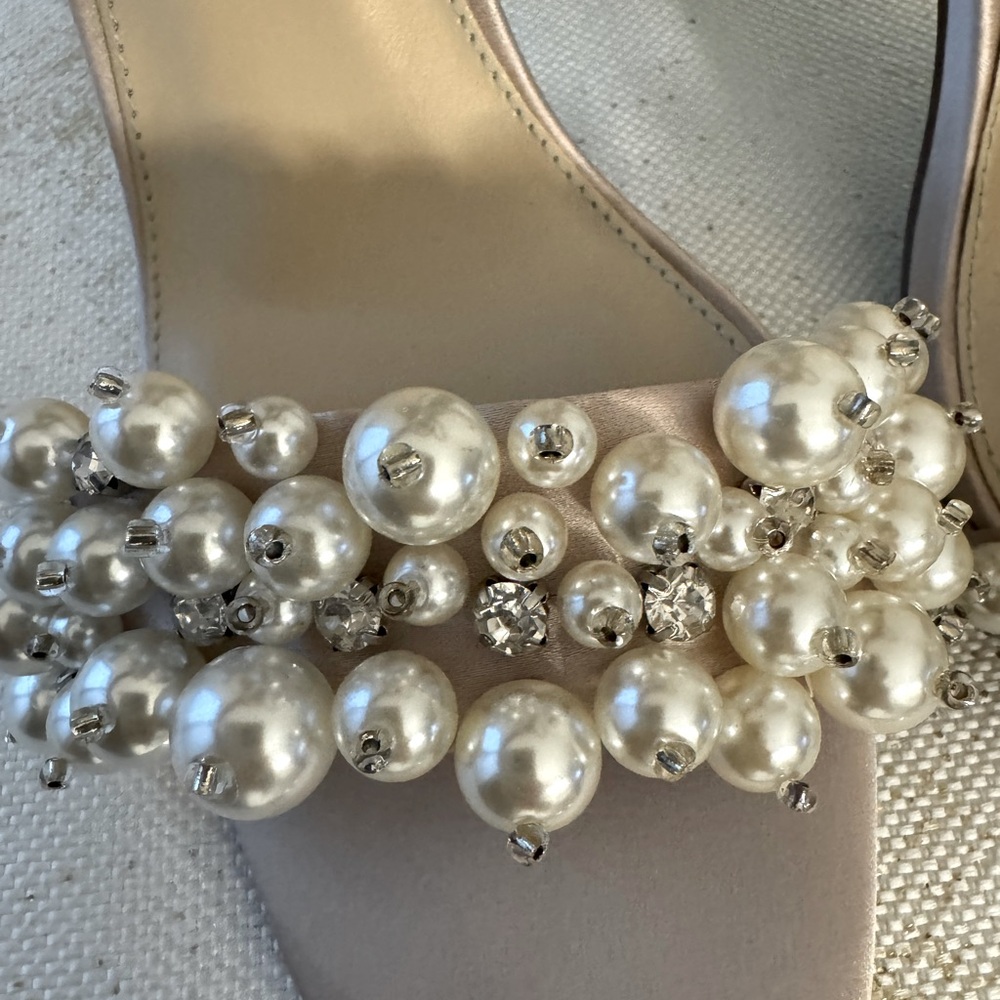 Betsey Johnson Pink Pearl Embellished Block Heel Sandals - Picture 6 of 15
